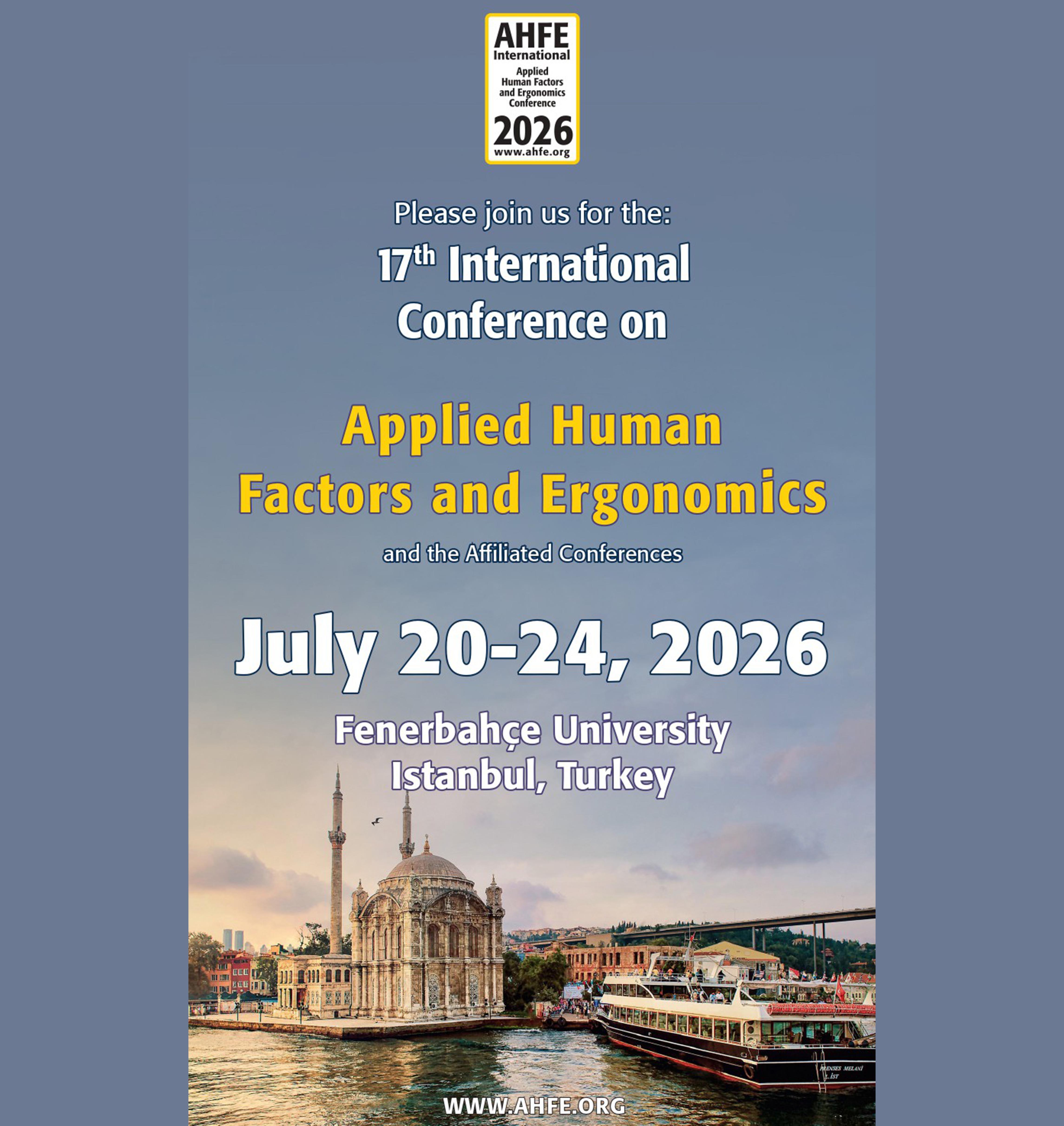  17. Applied Human Factors and Ergonomics (AHFE) 2026 Kongresi
