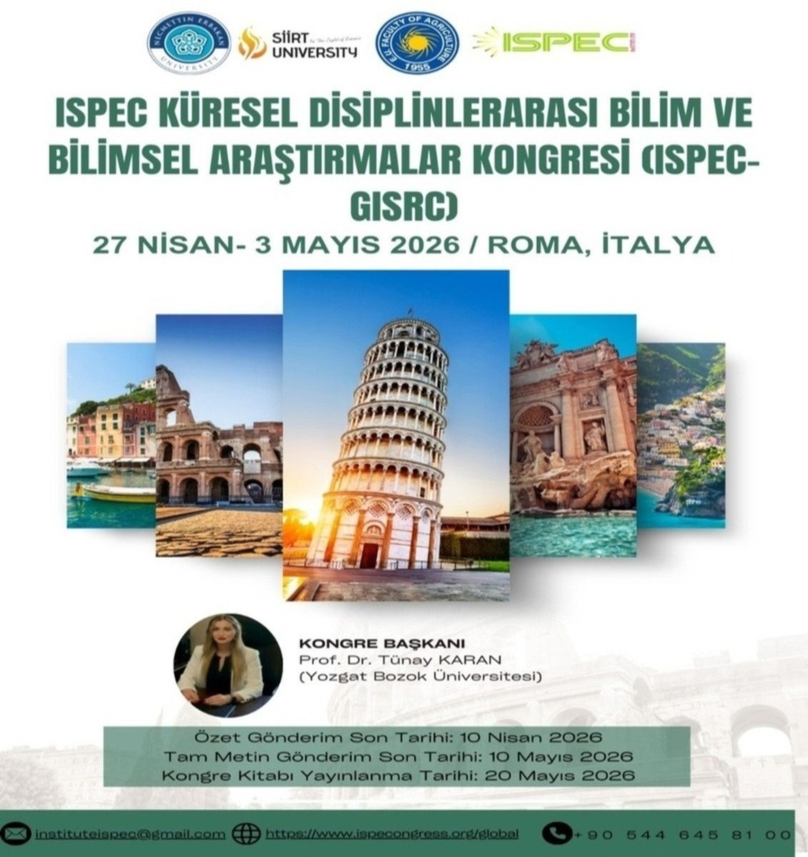 ISPEC KÜRESEL DİSİPLİNLERARASI BİLİM VE BİLİMSEL ARAŞTIRMALAR KONGRESİ