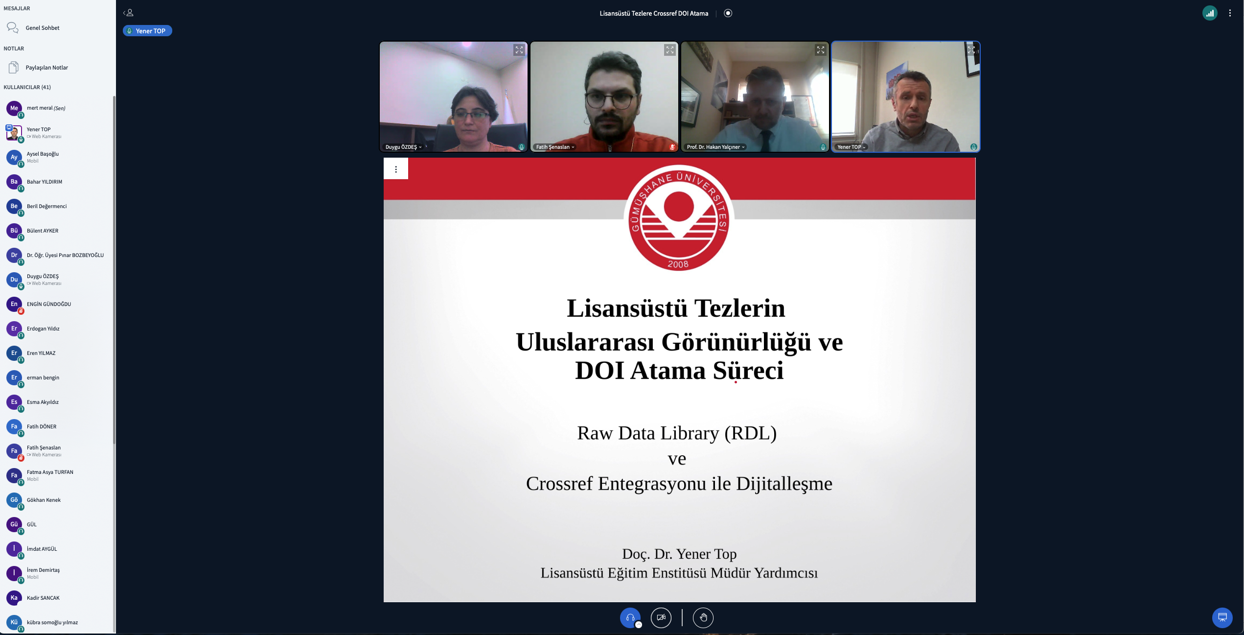 Lisansüstü Tezlere Crossref DOI Atama Sistemi Tanıtım Toplantısı Gerçekleştirildi